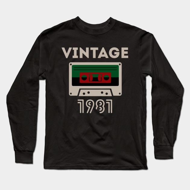 Vintage Cassette Tape - 1981 Long Sleeve T-Shirt by mymainmandeebo